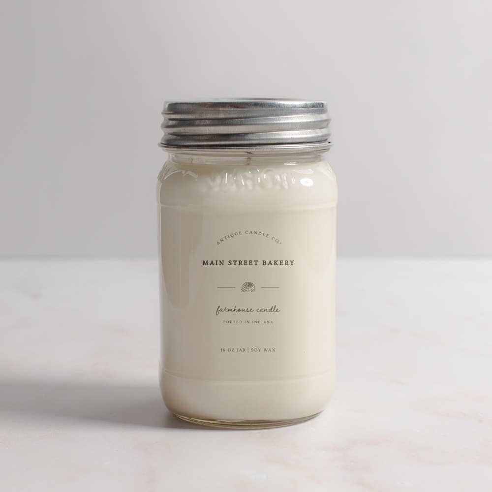 Main Street Bakery - Soy Wax Mason Jar Candle: 16 oz