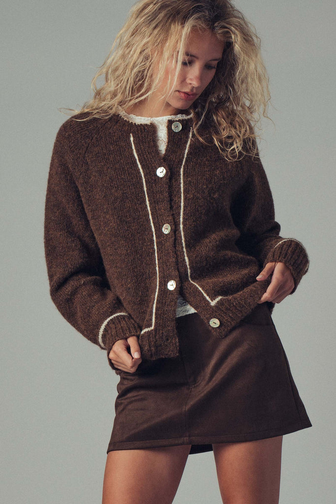 Wool Blend Sweater Cardigan With Statement Buttons