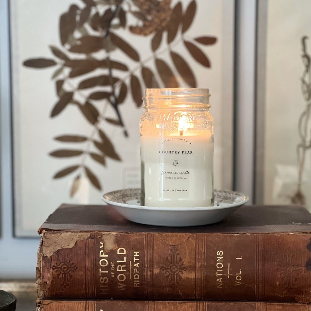Country Pear-Soy Wax Mason Jar Candle: 16 oz