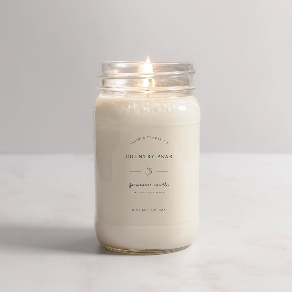 Country Pear-Soy Wax Mason Jar Candle: 16 oz
