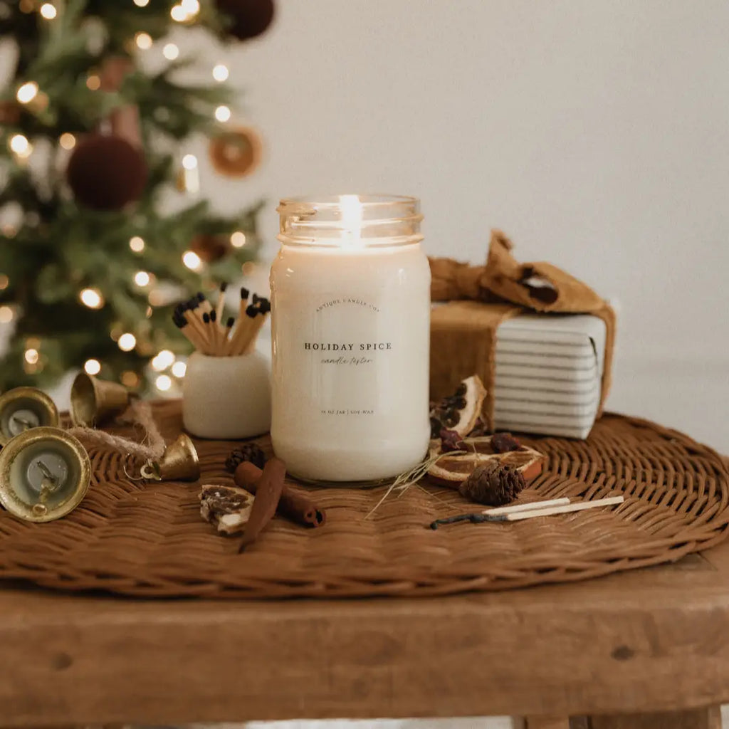 Holiday Spice-Soy Wax Mason Jar Candle: 16 oz