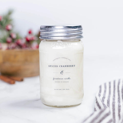 Spiced Cranberry - Soy Wax Mason Jar Candle 16 OZ