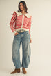 Striped Collar Cardigan