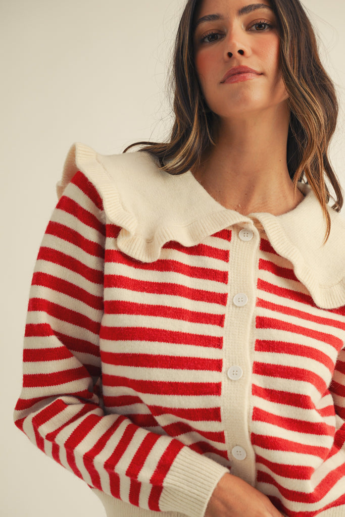 Striped Collar Cardigan