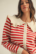 Striped Collar Cardigan