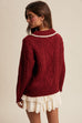 Scallop Trim Cable Knit Half-zip Sweater