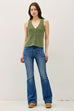 Wool Blend Chunky Ribbed V-neck Sweater Vest