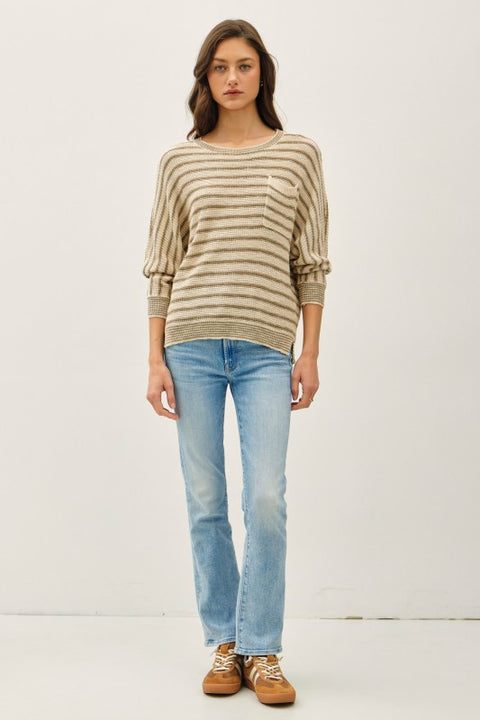 Waffle Knit Dolman Sleeve Sweater