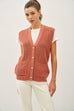 Varsity Style Button Up Sweater Vest With Pockets