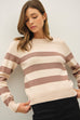Cropped Long Sleeve Large Stripe Sweater