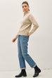 Cable Knit zip Up Sweater Jacket with High Collar