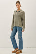 Quarter Button Peter Pan Collar Waffle Sweater