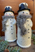 3" Round x 8"H Paper Mache Snowman with Tinsel Scarf and Glitter