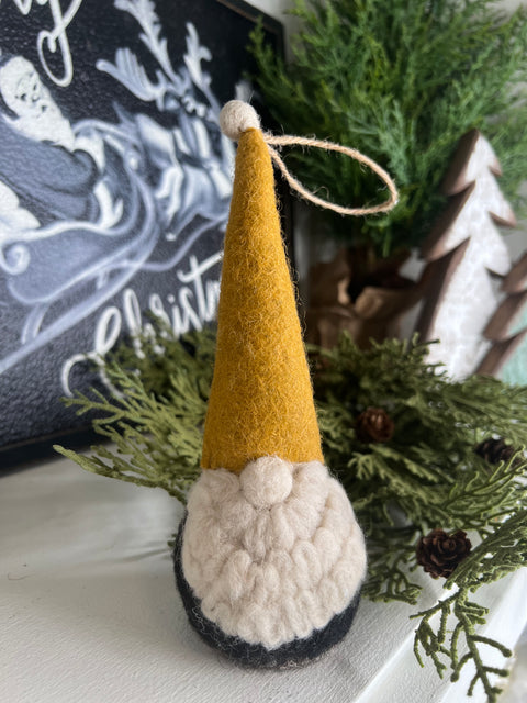 7-1/2"H Wool Felt Gnome Ornament