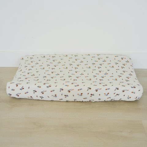 Cream Floral Changing Pad Cover