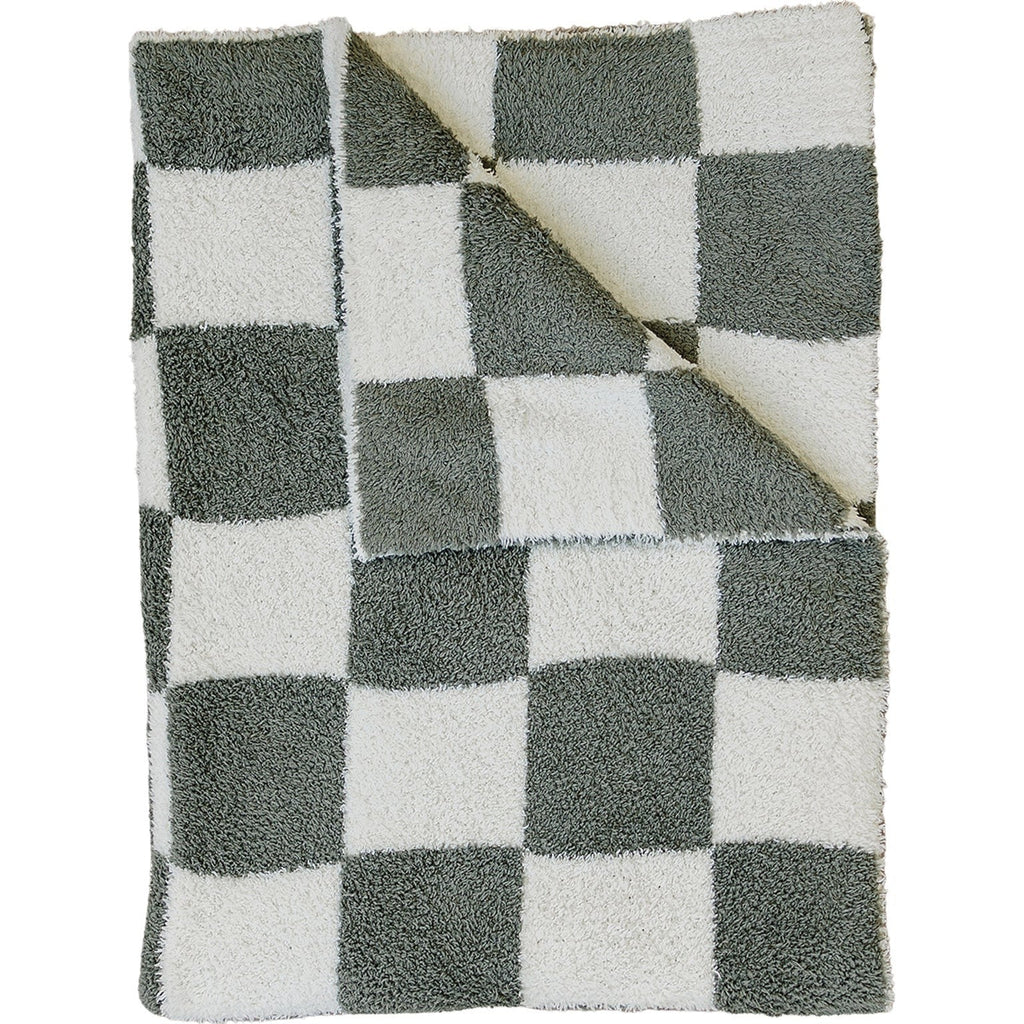 Green Checkered Plush Blanket
