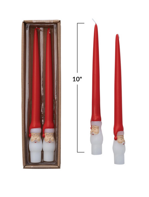 10"H Unscented Santa Taper Candles in Box