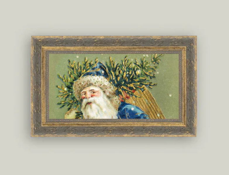 Santa Dressed in Blue Frame 12" x 7"