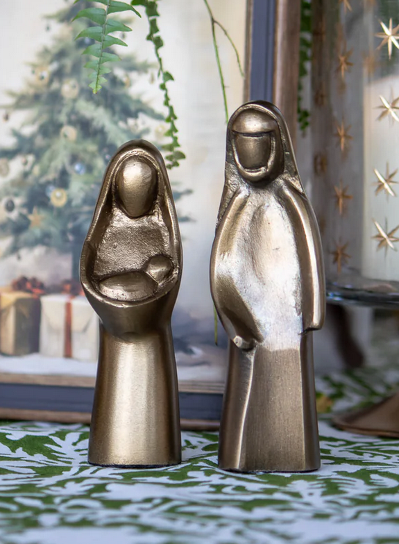 Holy Family Cast Aluminum Antique Gold Finish Set of 2