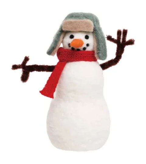 Fabric & Wool Felt Snowman w/ Hat