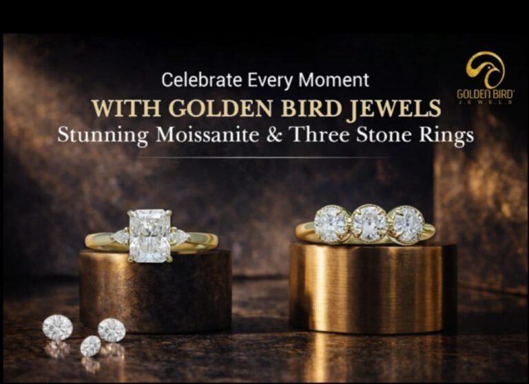Celebrate Every Moment with Golden Bird Jewels’ Stunning Moissanite and Three Stone Rings