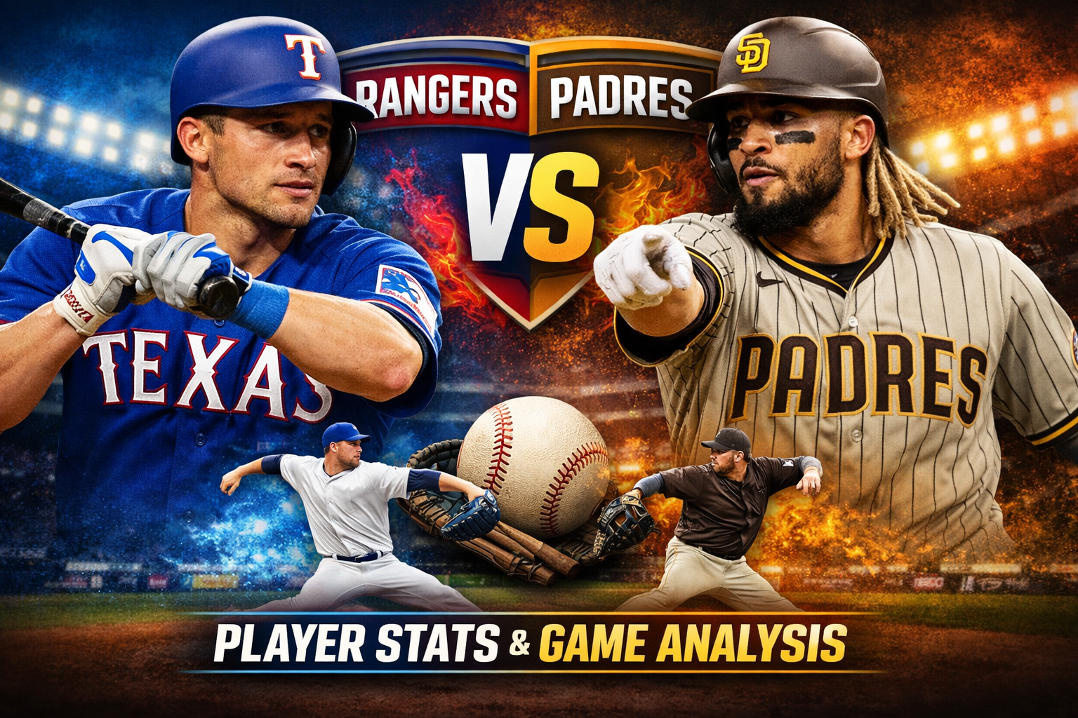 Texas Rangers vs Padres Match Player Stats