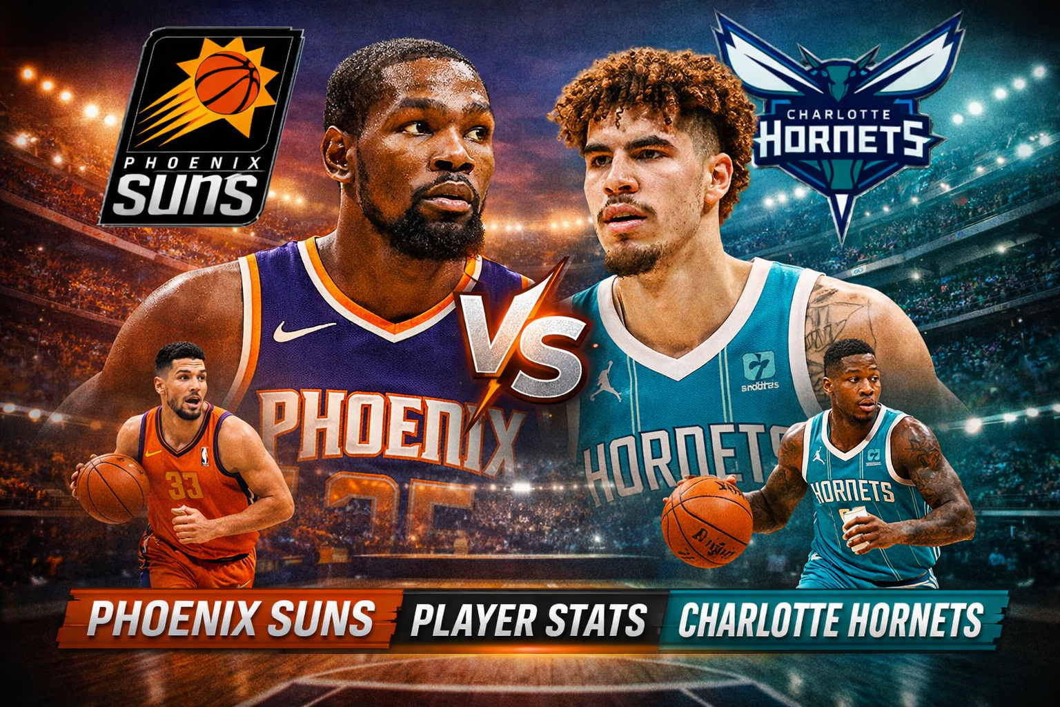 Phoenix Suns vs Charlotte Hornets Match Player Stats